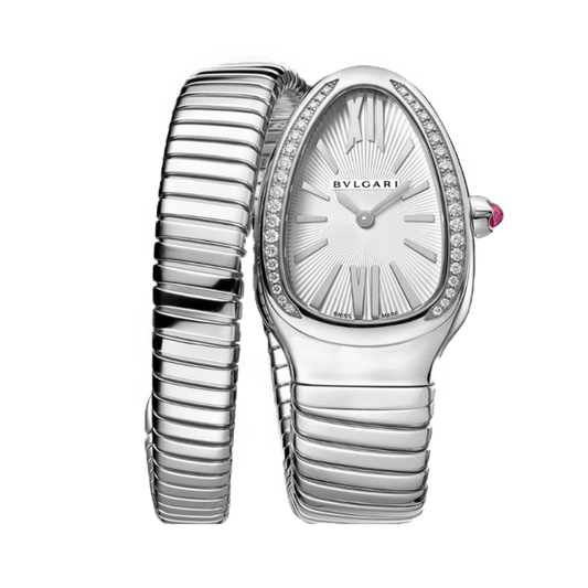 Bvlgari Serpenti Argenté fond blanc sertie