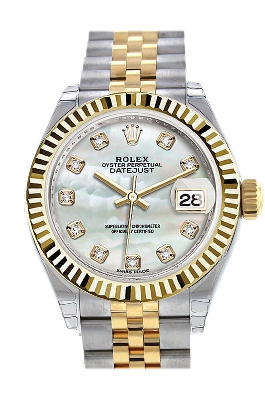 Rolex Datejust Two-tone fond blanc (chiffres en diamant)